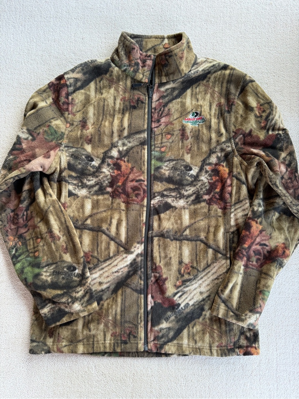 Mossy Oak Camouflage Full-Zip Performance Fleece Jacket - Green Brown Tan